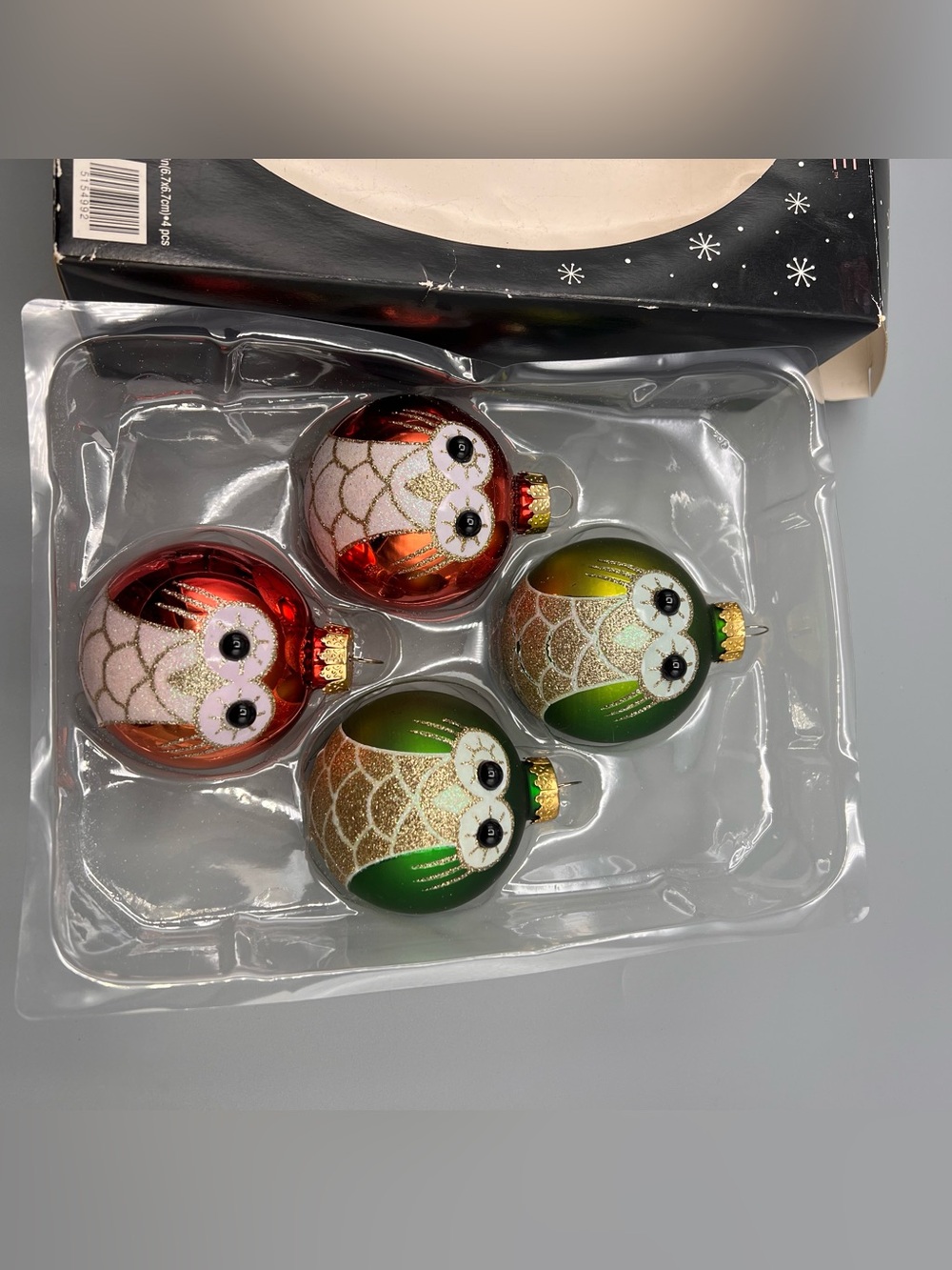 The Christmas Shoppe Owl Glass Christmas Ornaments Set of 4
Handcrafted glass or